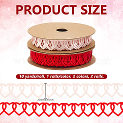2 Rolls 2 Colors Polyester Heart Ribbon&nbsp;DIY-PH0032-31