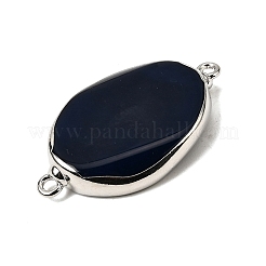 Natural Agate(Dyed & Heated) Oval Links Connector Charms&nbsp;G-P614-06P-01