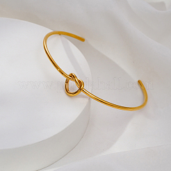 304 Stainless Steel Heart Knot Open Cuff Bangles for Women&nbsp;PA0211