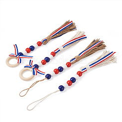 4Pcs 2 Style Independence Day Theme Hemp Rope Tassels Pendant Decorations&nbsp;HJEW-CF0001-19