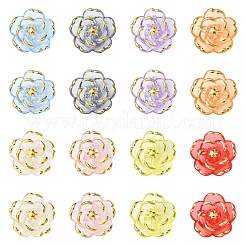 80Pcs 9 Colors Camellia Transparency Acrylic Beads&nbsp;RESI-YW0004-81