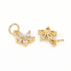 Brass Micro Pave Cubic Zirconia Charms&nbsp;ZIRC-L096-10G