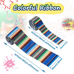 2Rolls 2 Styles Stripe Pattern Printed Polyester Grosgrain Ribbon&nbsp;OCOR-TA0001-37G