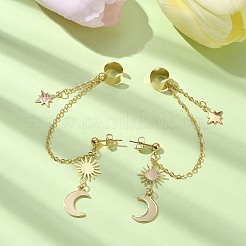 Brass Dangle Stud Earrings with Ear Cuff&nbsp;EJEW-TA00295