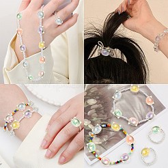 60Pcs 6 Colors UV Plating Rainbow Iridescent Acrylic Beads&nbsp;OACR-CJ0001-36