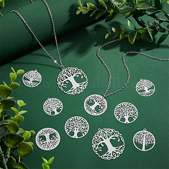48Pcs 6 Style 201 Stainless Steel Filigree Pendants&nbsp;STAS-UN0042-04