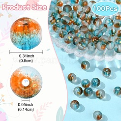 100Pcs Frosted Baking Paint Glass Beads&nbsp;DGLA-YW0001-36J