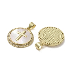 Brass Micro Pave Clear Cubic Zirconia Pendants&nbsp;KK-H466-07G