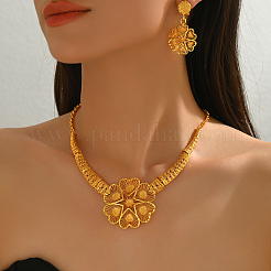 Middle Eastern Alloy Heart Flower Necklace & Earrings Sets for Women&nbsp;FW8198