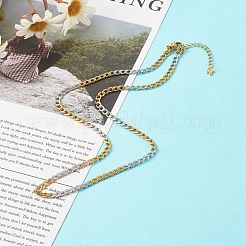 Two Tone 304 Stainless Steel Curb Chain Necklaces&nbsp;NJEW-JN03541