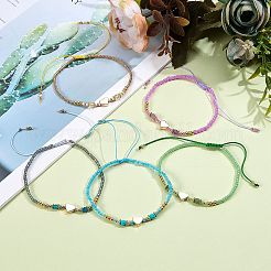 5Pcs 5 Colors Adjustable Nylon Cord Braided Bead Bracelets&nbsp;BJEW-SZ0001-24