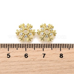 Snowflake Brass Micro Pave Clear Cubic Zirconia Bead Caps&nbsp;KK-K300-03C-G