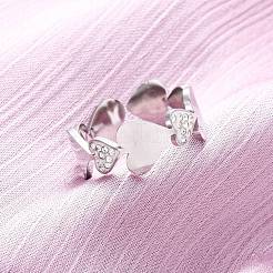 304 Stainless Steel with Rhinestone Finger Rings&nbsp;RJEW-Q020-15P