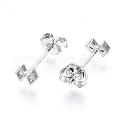 Brass Micro Pave Clear Cubic Zirconia Stud Earrings&nbsp;EJEW-T046-31P-NF