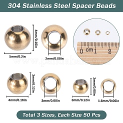 150Pcs 3 Styles 304 & 202 Stainless Steel Rondelle Spacer Beads&nbsp;STAS-SC0006-91