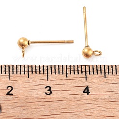 Ion Plating(IP) 304 Stainless Steel Ball Post Stud Earring Findings&nbsp;X-STAS-E163-44G-01