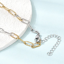 4MM Two Tone 304 Stainless Steel Textured Paperclip Chain Necklaces for Man and Women&nbsp;SA-CBAB767-12GP