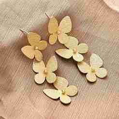 Textured Butterfly Brass Stud Earrings&nbsp;EJEW-R025-26G