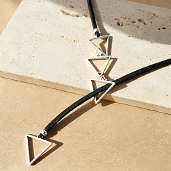 Adjustable Alloy Triangle Imitation Leather Cord Lariat Necklaces&nbsp;WGC01CF-01