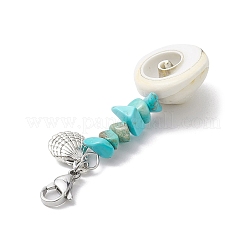 4Pcs 4 Styles Sea Animal Alloy & Natural Shiva Eye Shell Pendant Decorations&nbsp;HJEW-JM02013