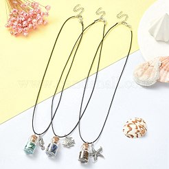3Pcs 3 Styles Natural & Synthetic Mixed Gemstone Chips Wish Bottle Pendant Necklaces Set&nbsp;NJEW-FZ00013