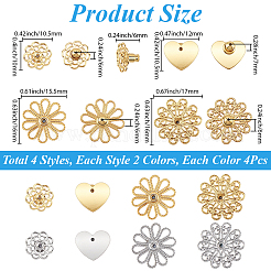 32Pcs 8 Styles Brass Earring Nuts&nbsp;EJEW-SC0001-89