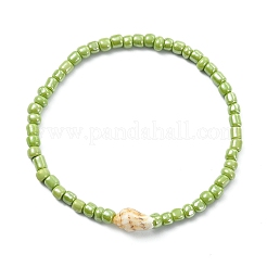 5Pcs Glass Seed Beads & Natural Sea Shell Stretch Bracelets for Women&nbsp;BJEW-JB13922