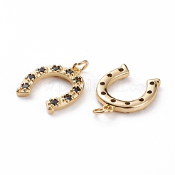 Brass Micro Pave Black Cubic Zirconia Pendants&nbsp;KK-C100-14G