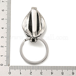 Tibetan Style 316 Surgical Stainless Steel Fittings with 304 Stainless Steel Key Ring&nbsp;FIND-Q101-02AS