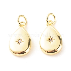 Brass Micro Pave Clear Cubic Zirconia Pendants&nbsp;ZIRC-P094-10G-RS