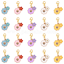 40Pcs 5 Colors Alloy Enamel Pendant Decorations&nbsp;HJEW-YW00159
