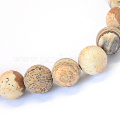 Frosted Natural Picture Jasper Round Bead Strands&nbsp;X-G-E334-6mm-26