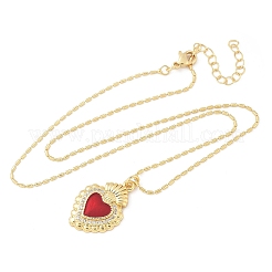 Brass Micro Pave Clear Cubic Zirconia Scared Heart Pendant Necklaces&nbsp;NJEW-D306-05G