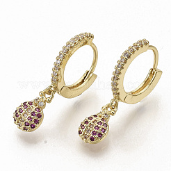 Brass Micro Pave Cubic Zirconia Dangle Hoop Earrings&nbsp;EJEW-S208-066