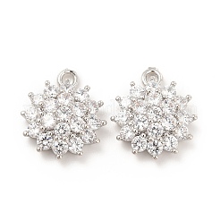 Brass Micro Pave Clear Cubic Zirconia Pendants&nbsp;KK-E071-11P