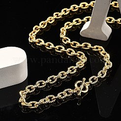 Brass Twisted Cable Chain Necklaces with OT Clasps for Men Women&nbsp;NJEW-G160-11G