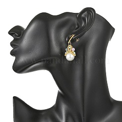 Natural White Jade & Imported Synthetic Howlite & Glass Pearl Dangle Earrings for Women&nbsp;EJEW-MZ00783