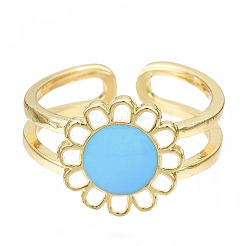 Brass Enamel Cuff Rings&nbsp;RJEW-S045-114-NR