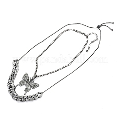 Alloy Rhinestone Pendant Necklaces & Adjustable Slider Necklaces Sets&nbsp;NJEW-Z012-03B