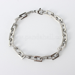 Tarnish Resistant Rectangle 201 Stainless Steel Chain Bracelets&nbsp;LS-BJEW-N240-06P