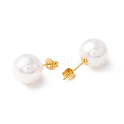6 Pair Shell Pearl Round Ball Stud Earrings&nbsp;EJEW-A067-18B-G