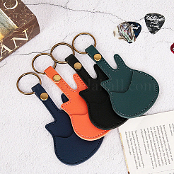 Leather Guitar Pick Holder Keychain&nbsp;AJEW-WH20816-061AB-01