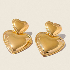 304 Stainless Steel Heart Dangle Stud Earrings&nbsp;IX1292-1