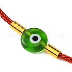 Lampwork Evil Eye & Brass Beaded Bangle&nbsp;BJEW-A008-01C