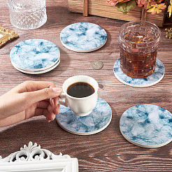 6Pcs Round Marble & Cork Coaster&nbsp;AJEW-TA0816-005