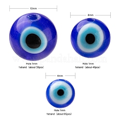 3 Strands 3 Style Handmade Evil Eye Lampwork Round Bead Strands&nbsp;LAMP-LS0001-12B