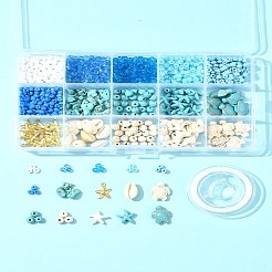 DIY Synthetic Turquoise & Seed Beads Bracelets Making Kits&nbsp;DIY-FS0006-99
