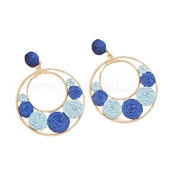 Alloy & Raffia Grass Woven Flower Dangle Stud Earring for Women&nbsp;WG57AD3-03