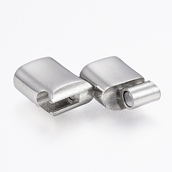 Tarnish Resistant 304 Stainless Steel Magnetic Clasps with Glue-in Ends&nbsp;STAS-F130-92P