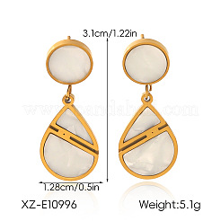 304 Stainless Steel Shell Stud Dangle Earrings for Women&nbsp;WGC6C09-02